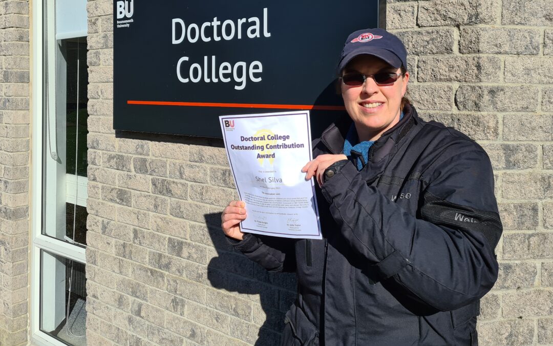 Shel Silva receives Outstanding Contribution Award from Bournemouth University Doctoral College