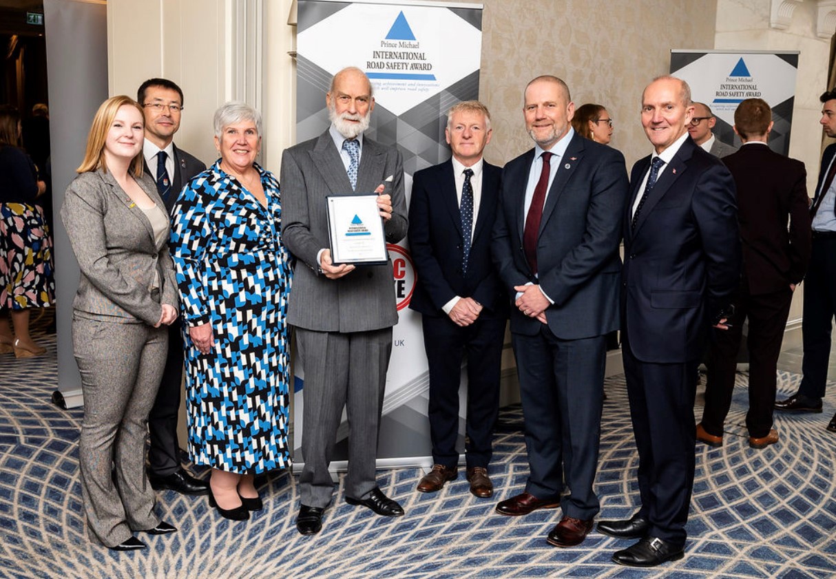 Representatives of DocBike being presented with the award by His Royal Highness Prince Michael of Kent